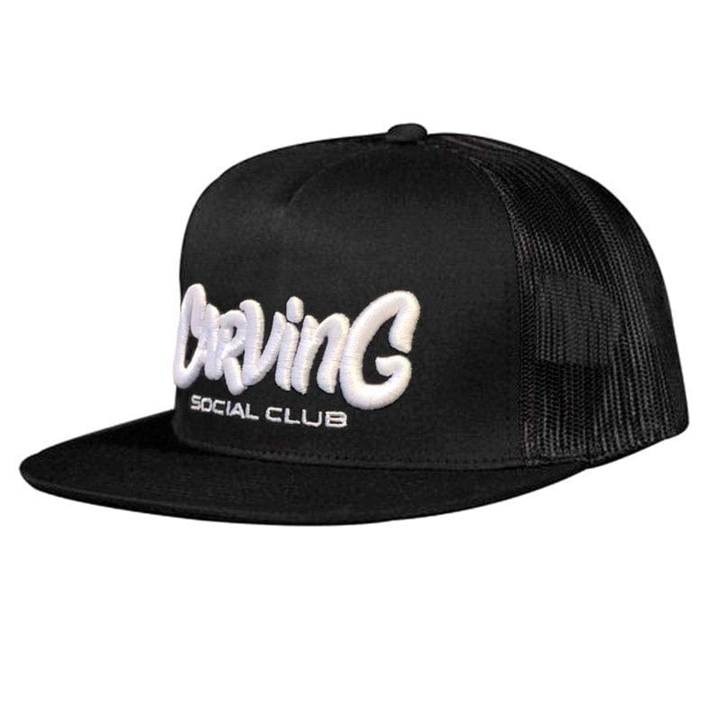 Gorra Trucker negra con logo blanco bordado - Carving Social Club