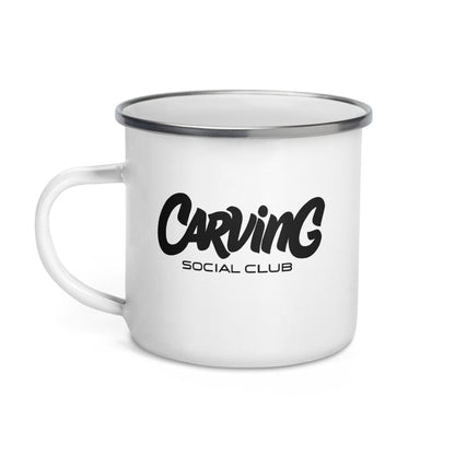 Taza esmaltada blanca con logo Carving - Carving Social Club