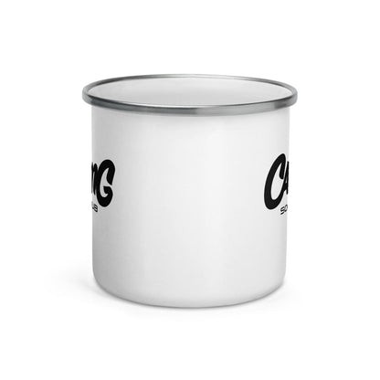 Taza esmaltada blanca con logo Carving - Carving Social Club