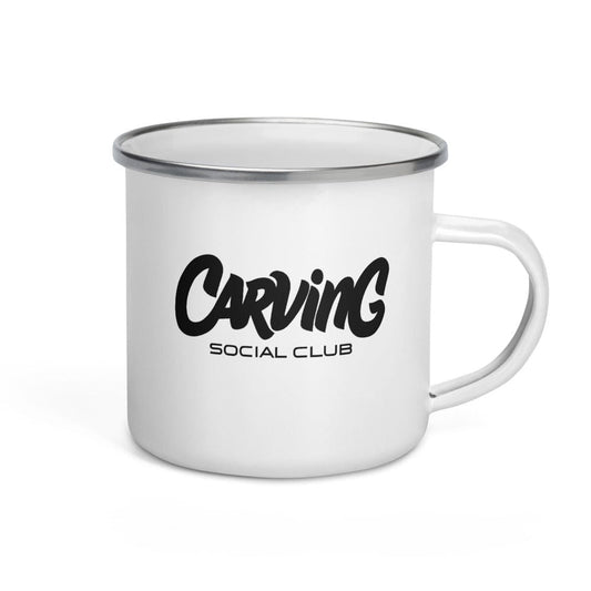 Taza esmaltada blanca con logo Carving - Carving Social Club